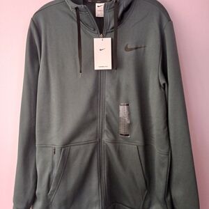 New Nike Men's Dark Green Thermal Fit Full-Zip Hoodie Jacket